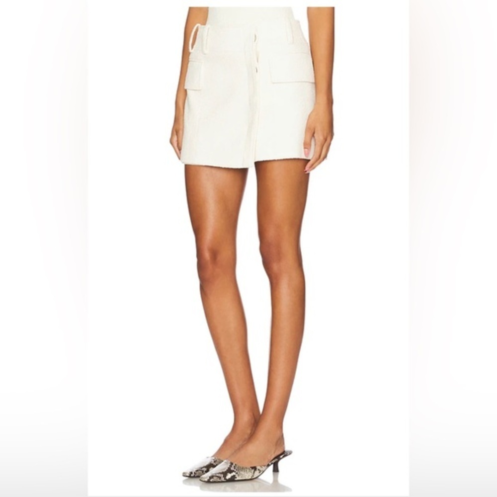 A.L.C. Cream Mini Skirt Textured Wrap Design Medium sz 6 Cora Skirt - Picture 5 of 14